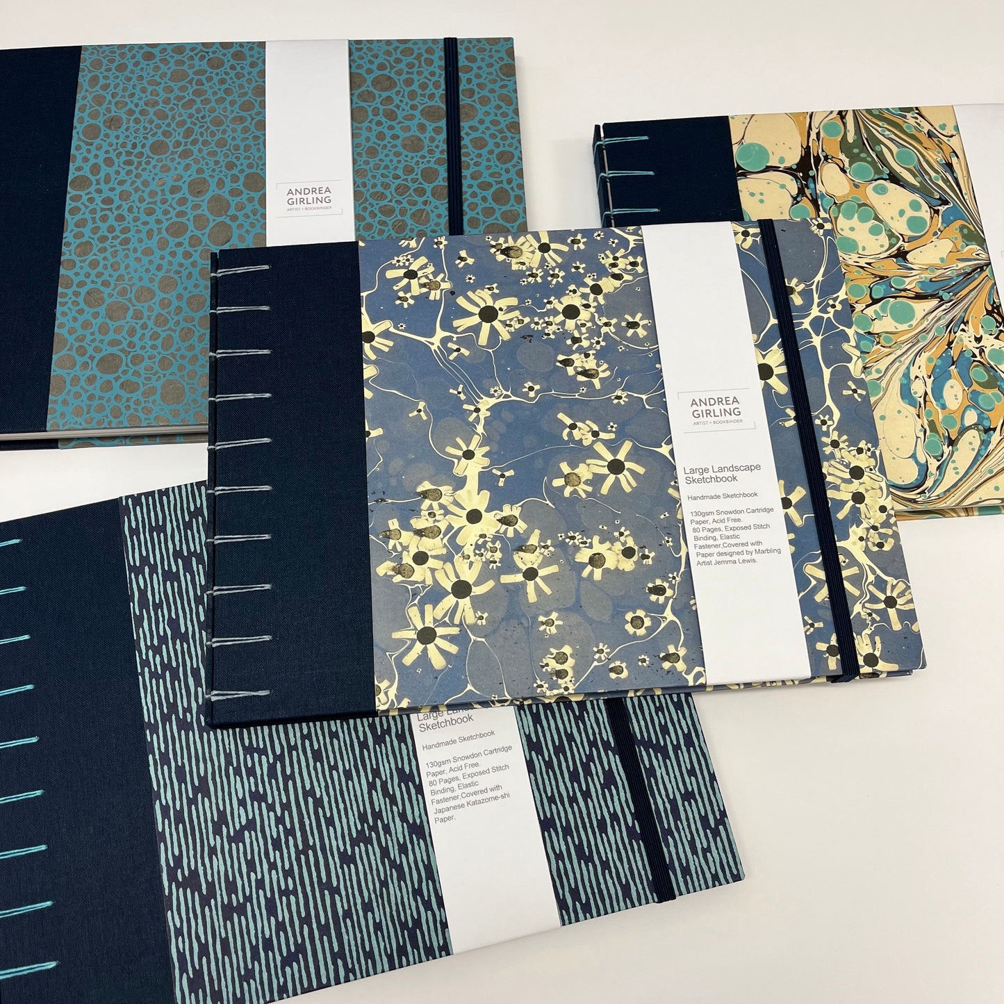 Large Handmade Landscape Sketchbook: Exposed Stitch Binding