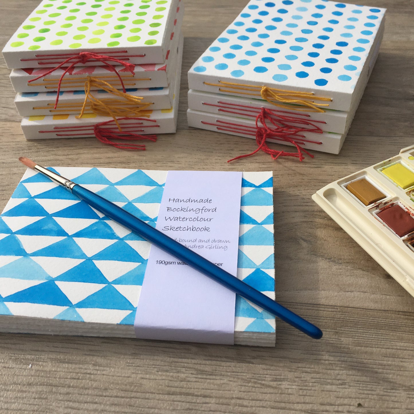 Handmade Pocket Size Watercolour Sketchbook - Various Designs & Colours