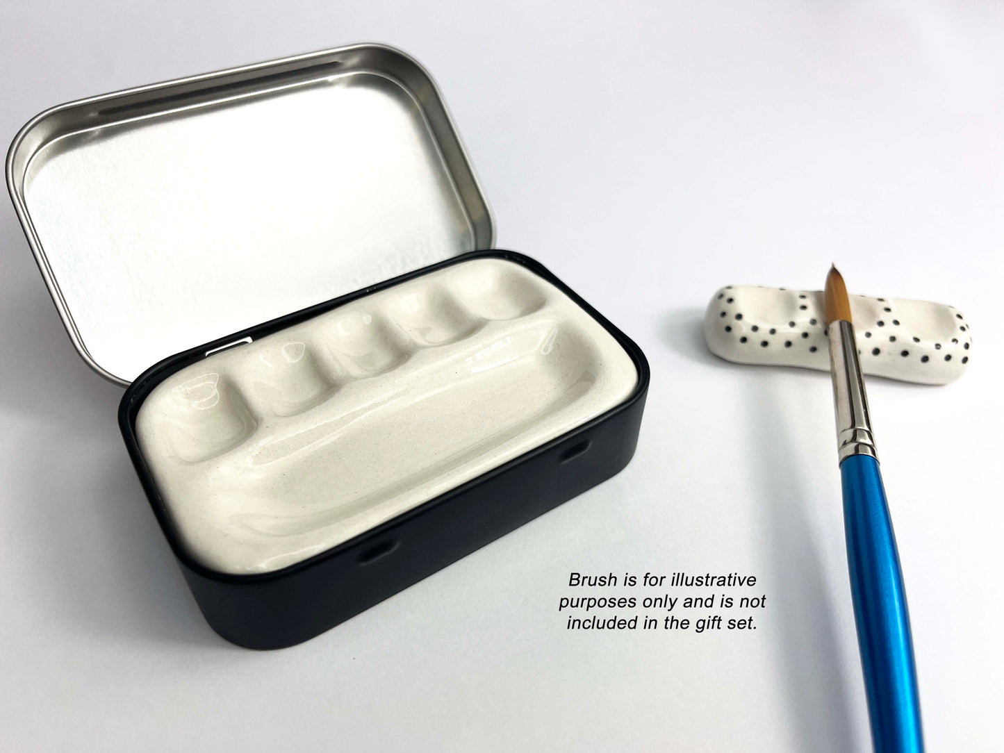 Artists Gift Set with handmade sketchbook, ceramic palette and brush holder